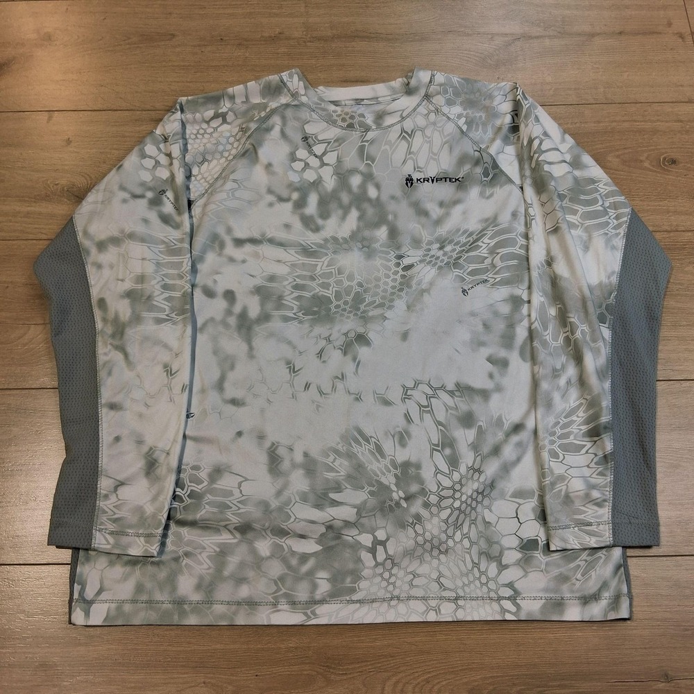 Kryptek Shirt‎ Mens Large Gray Camo Long Sleeve Mesh Hunting Fishing Top